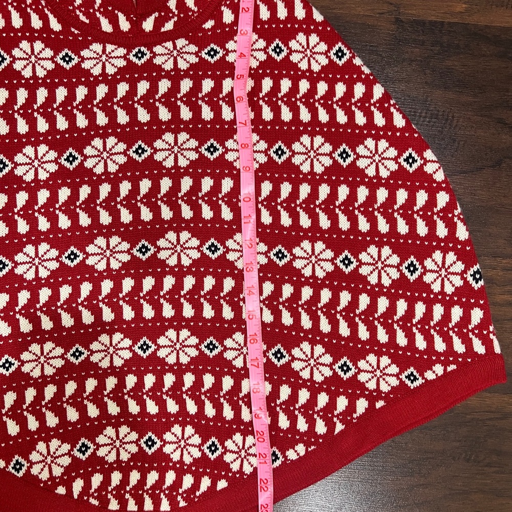 NWT 11/12 John Lewis red fair isle sweater poncho - Picture 6 of 7